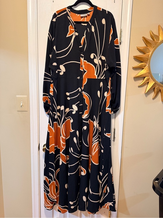 Premier Dresses & Skirts - Premier Black Maxi Dress with Rust and Cream Floral Print